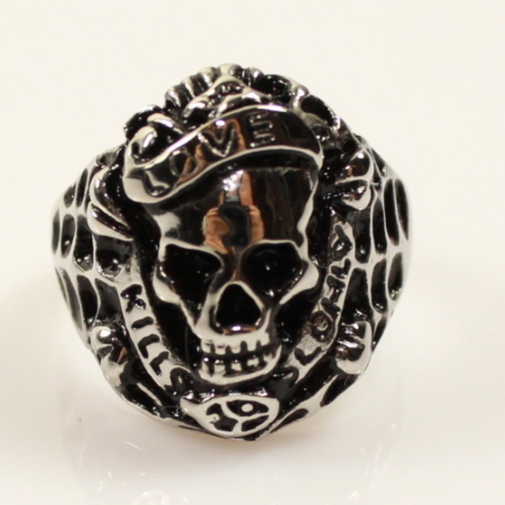 Brand New Ed Hardy Love Kills Slowly Biker Gothic Skull Sk… - Picture 2 of 5